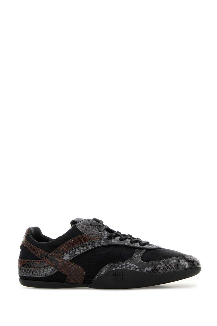 Multicolor Fabric And Leather Sneakers Nero+ardesia