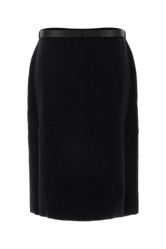 Black Stretch Wool Blend Skirt Nero Gonne