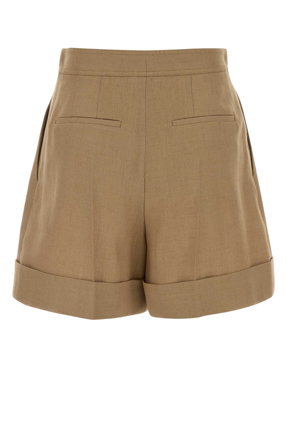 Biscuit Viscose Blend Shorts Beige Flax (or Linen)