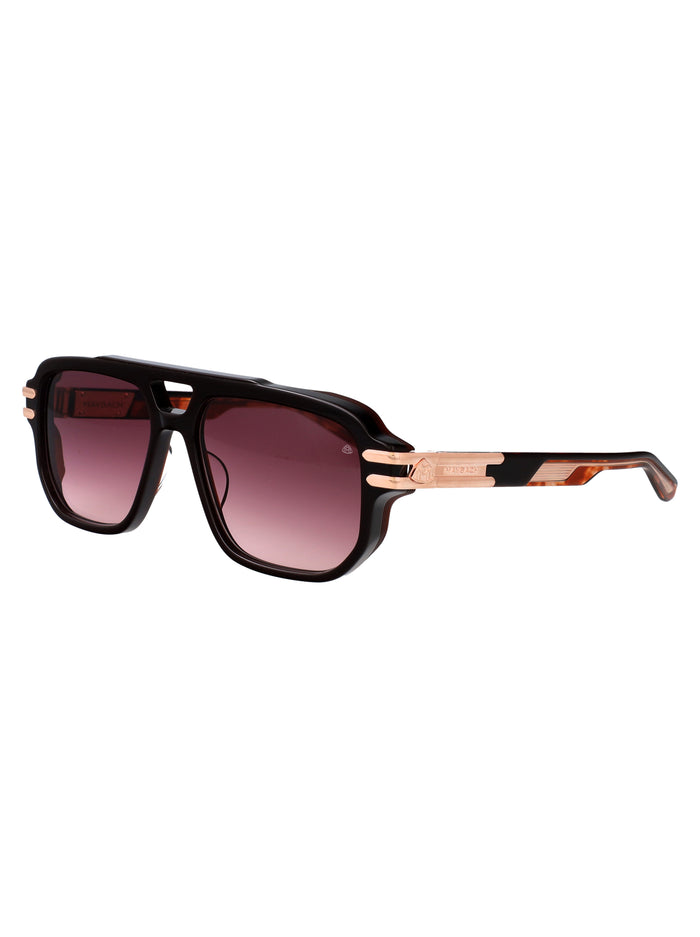 The Hustler I Rose Gold Plated Dark Brown Titanium Sunglasses