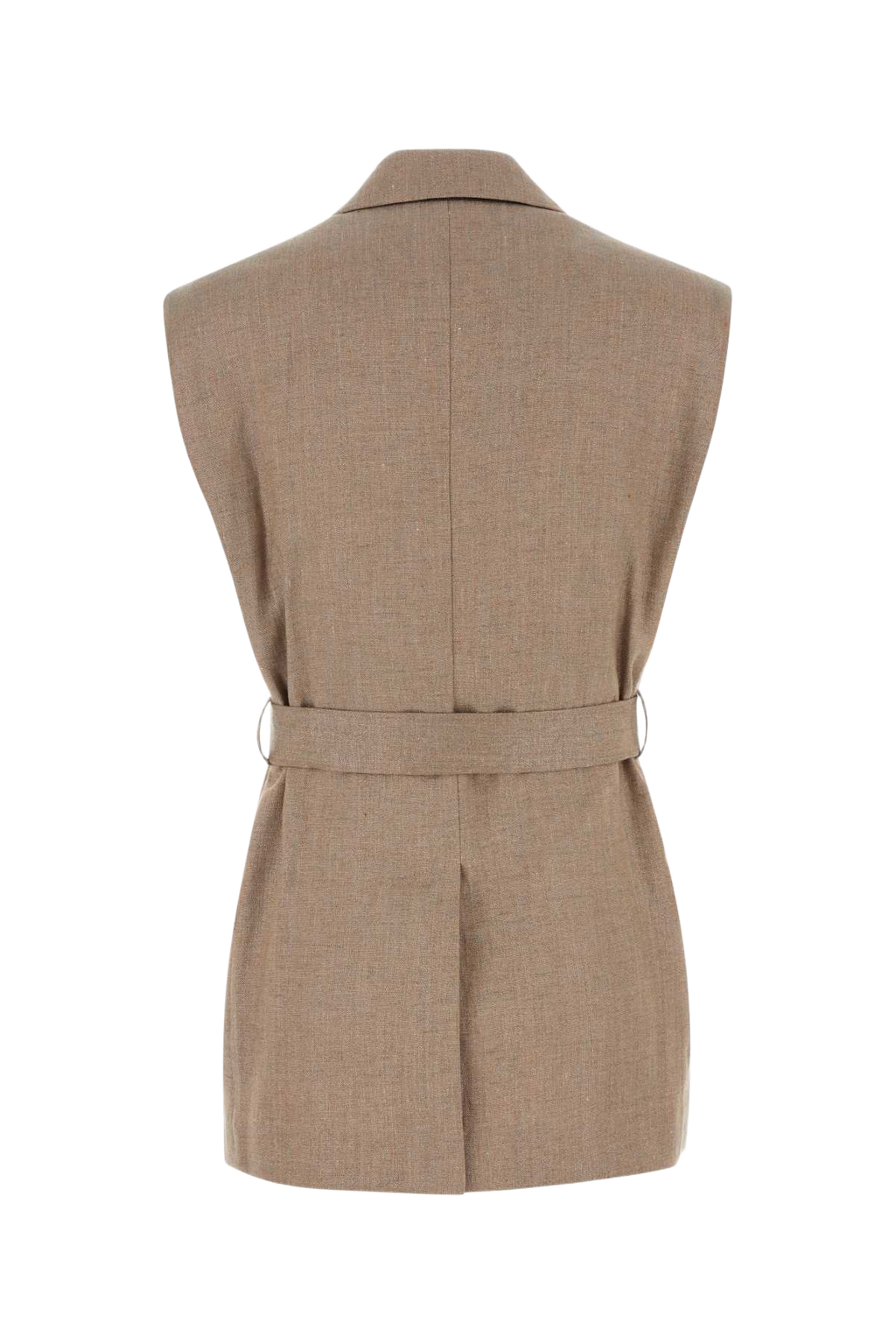 Cappuccino Linen Blend Vest C920 Giacche E Gilet