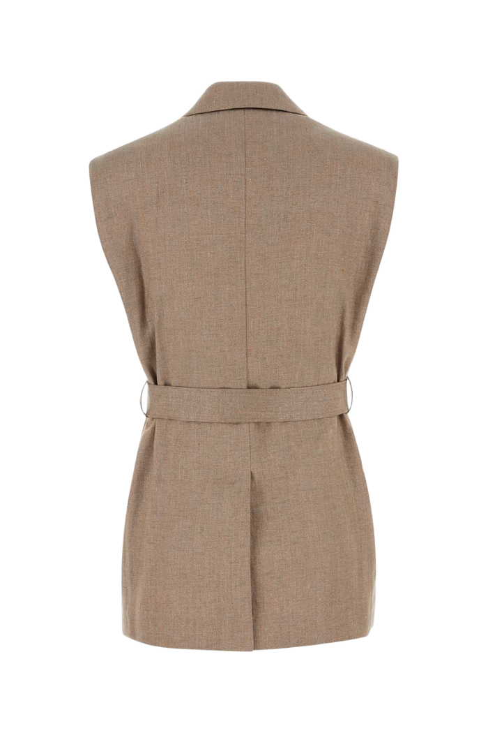 Cappuccino Linen Blend Vest C920 Giacche E Gilet