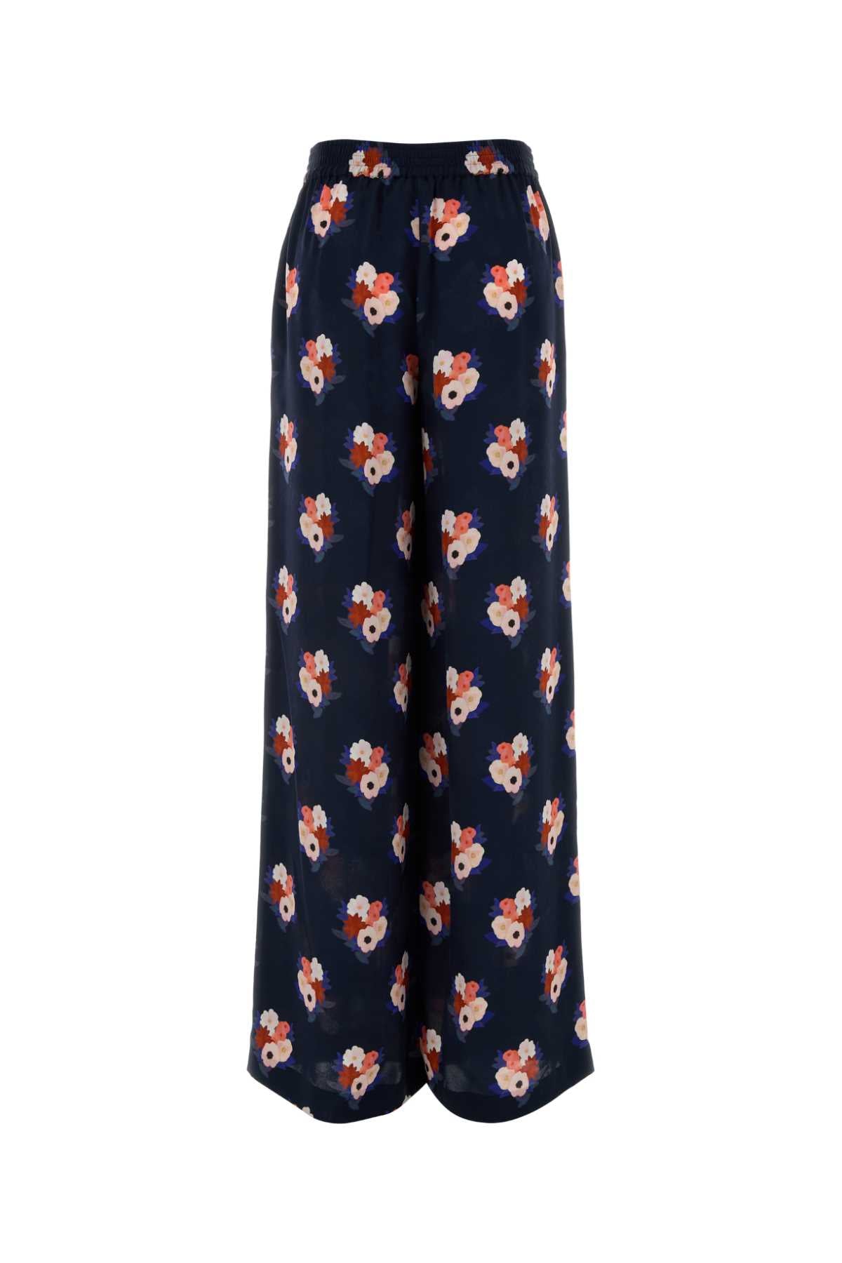 Printed Silk Wide-Leg Pant Inchiostro-26 Se+fod.:se Pantaloni