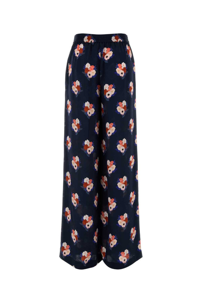 Printed Silk Wide-Leg Pant Inchiostro-26 Se+fod.:se Pantaloni