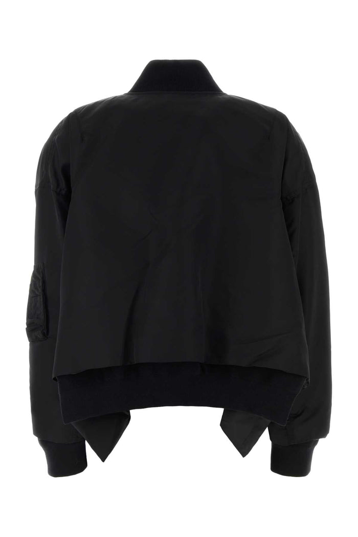 Black Nylon Bomber Jacket Giubbini