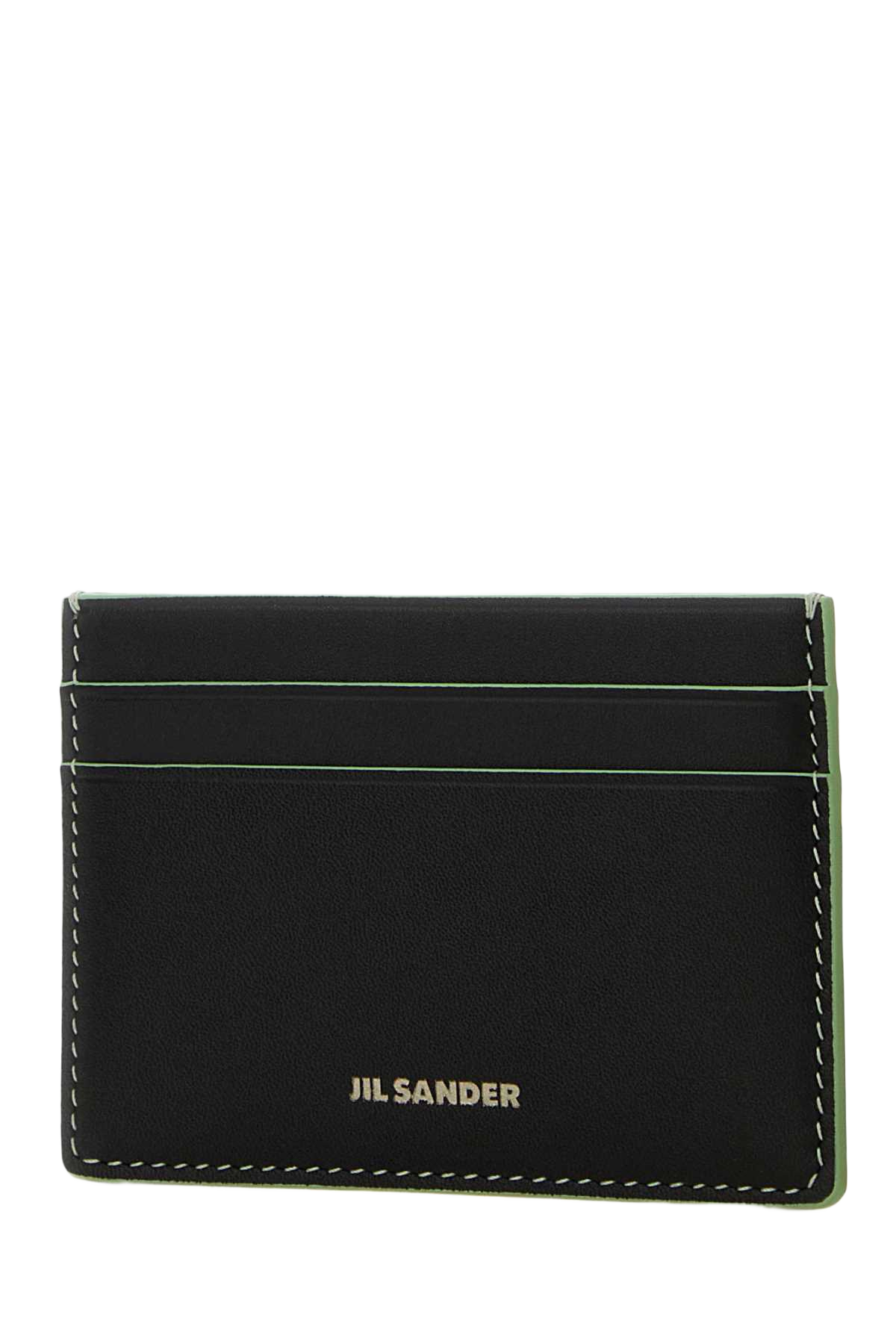 Black Leather Card Holder Portafogli