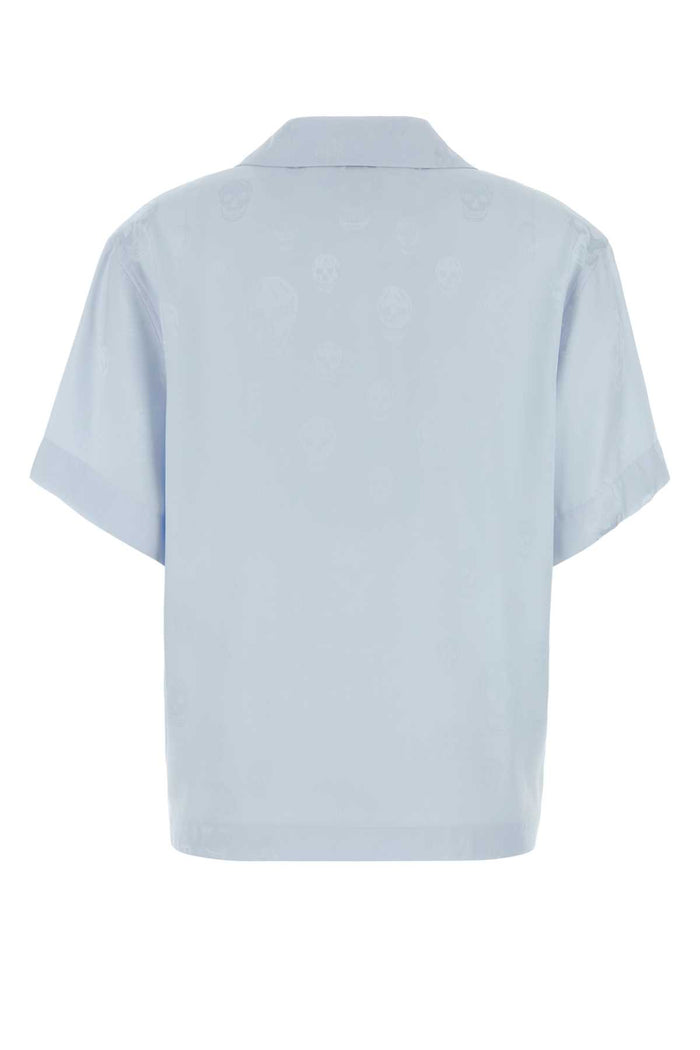 Pastel Light Blue Satin Shirt Iceblue Exterior: Viscose Camicie