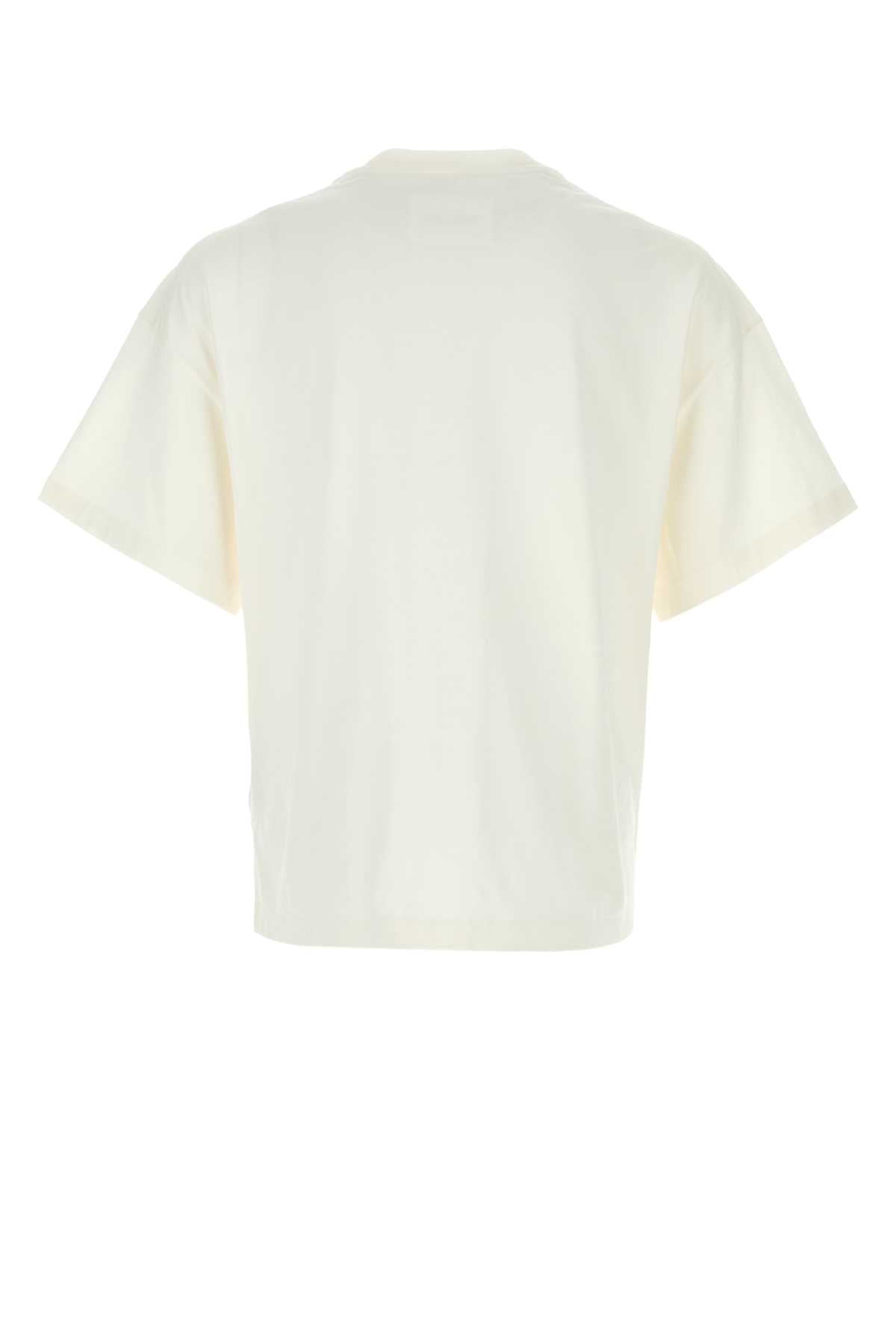 White Cotton T-Shirt Porcelain Cotone