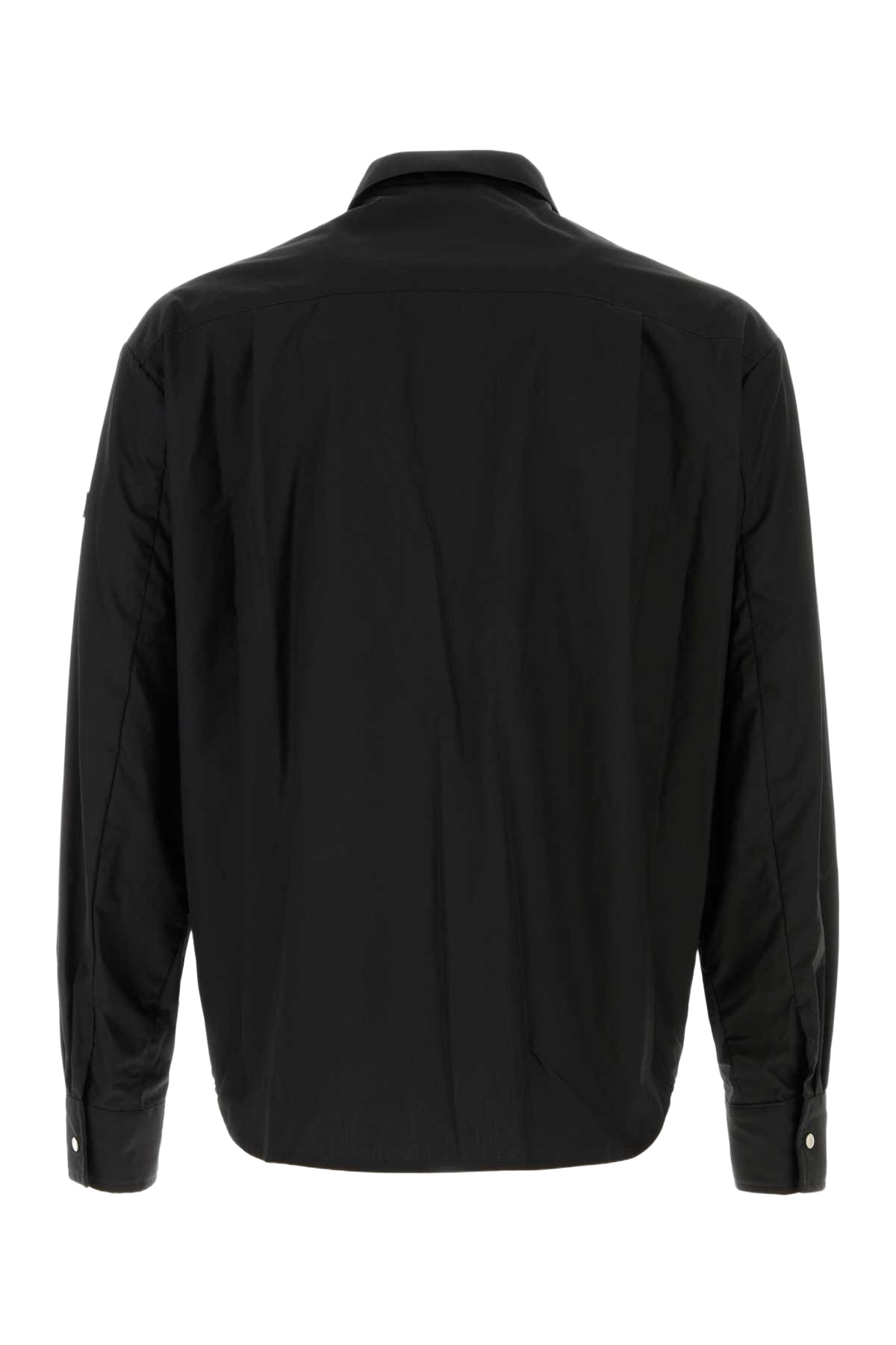 Black Cotton Blend Lamide Shirt Exterior: Silk T-shirt