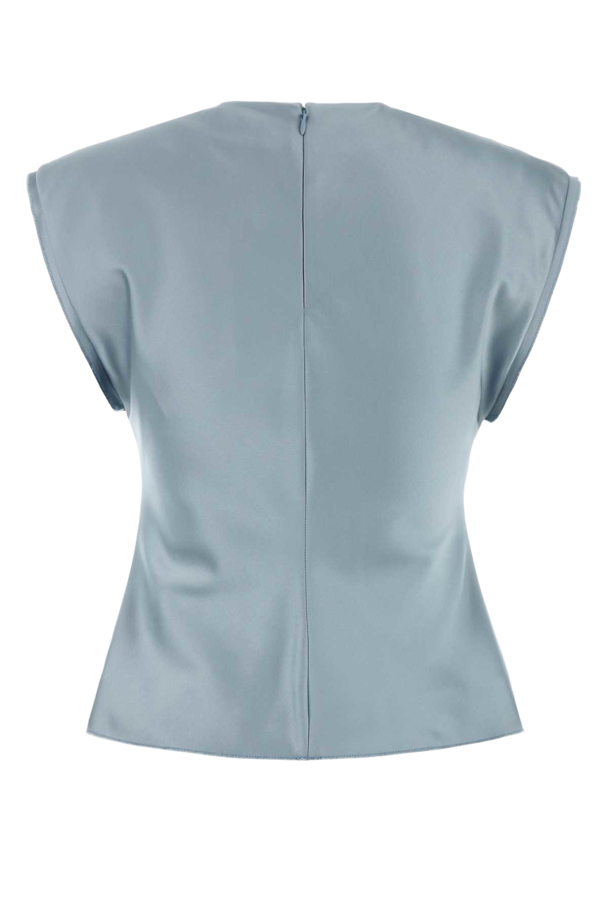 Light Blue Stretch Satin Top Sky Maglie