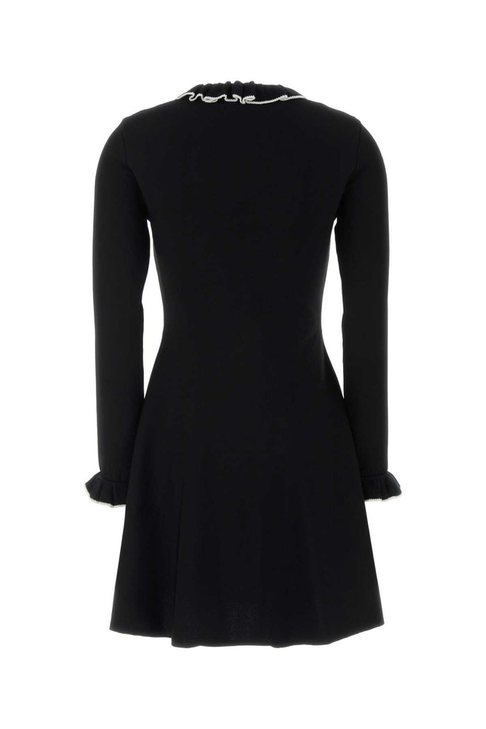 Black Viscose Blend Mini Dress Neroavorio Exterior: Polyester Abiti