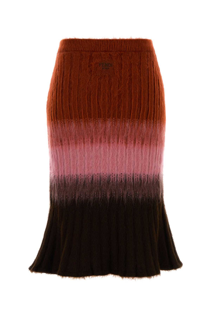Multicolor Mohair Blend Skirt Rust+blush Gonne