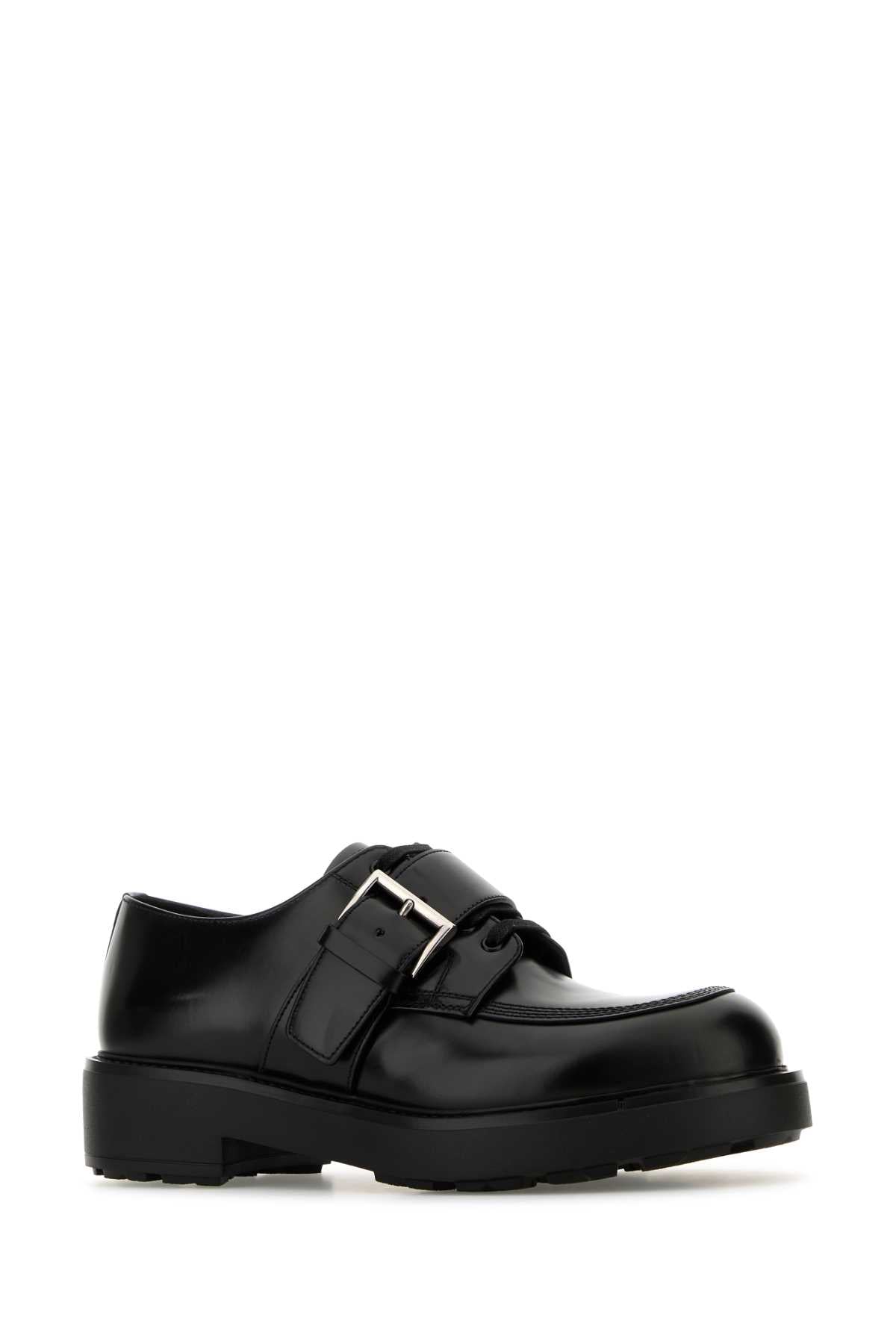 Black Leather Lace-Up Shoes Nero Vitello Scarpe Stringate
