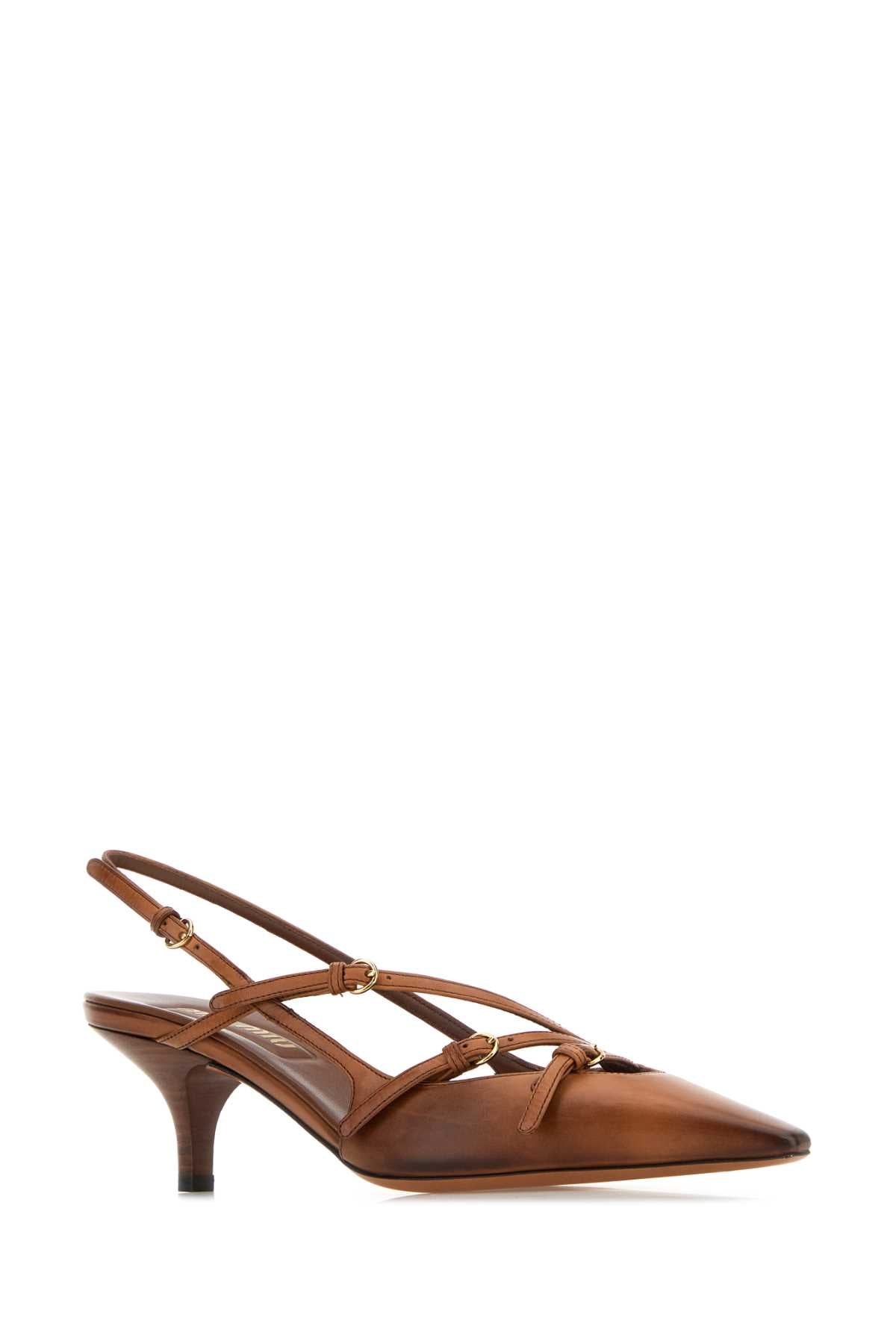 Camel Leather Pumps Cognac Scarpe Con Tacco