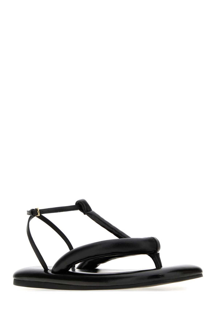 Black Leather Boudoir Thong Sandals Sandali
