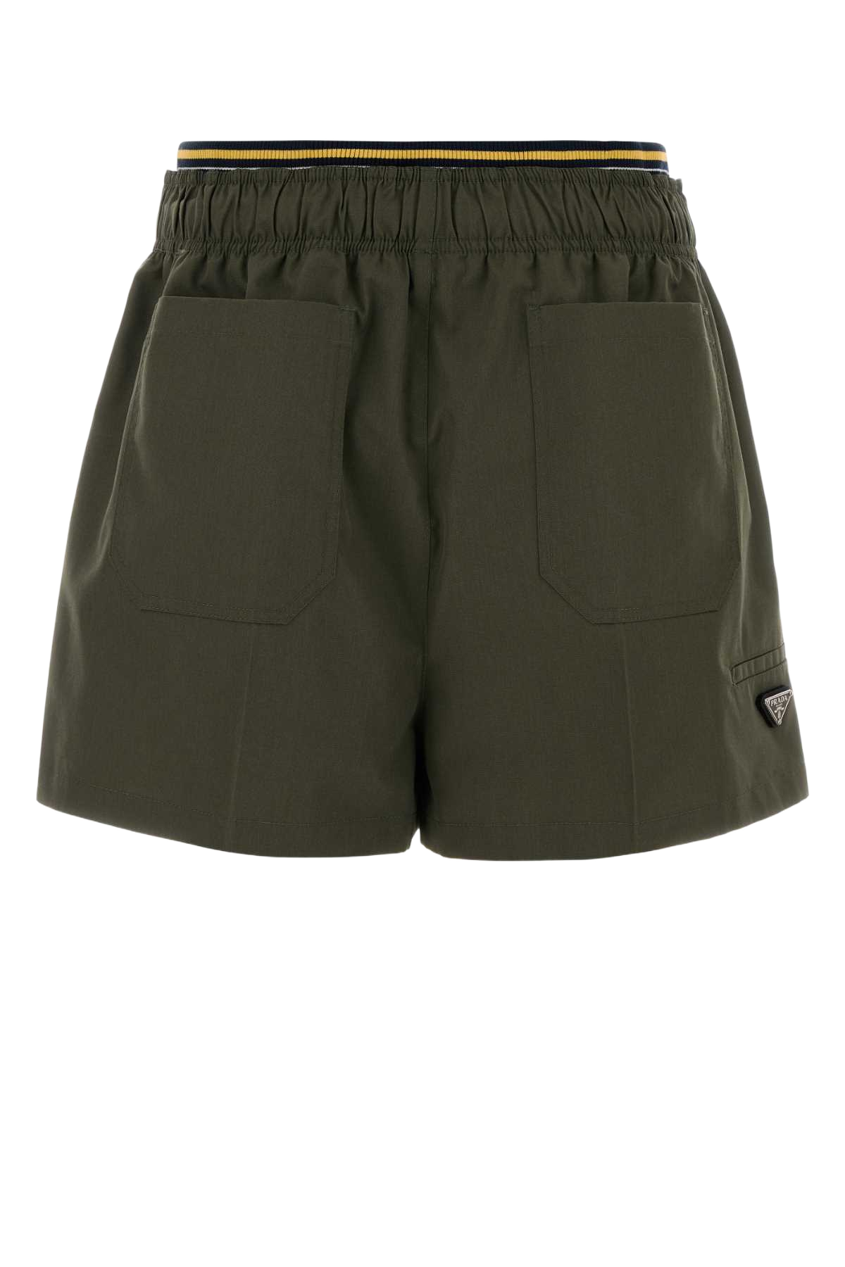 Army Green Poplin Shorts Militare Exterior: Polyester Cotton