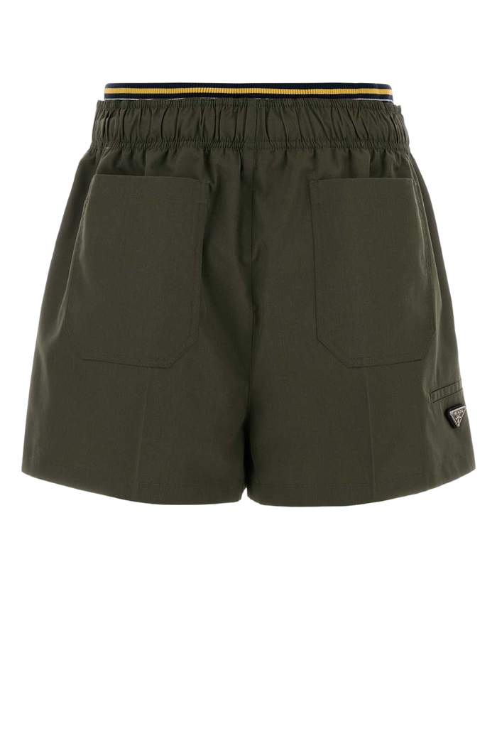 Army Green Poplin Shorts Militare Exterior: Polyester Cotton