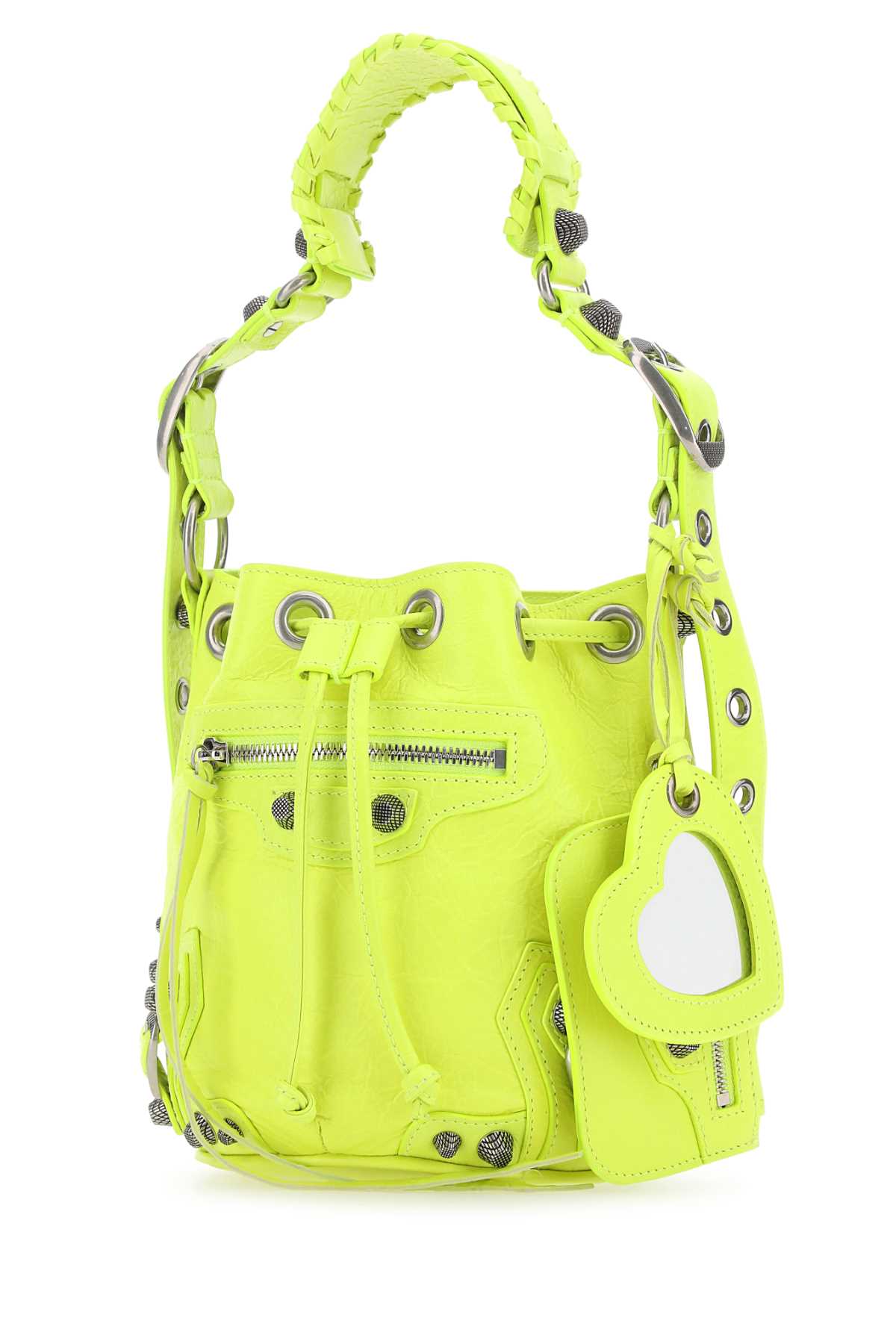 Fluo Yellow Leather Le Cagole Xs Bucket Bag 7206 P Domesticated Lamb Borse A Secchiello