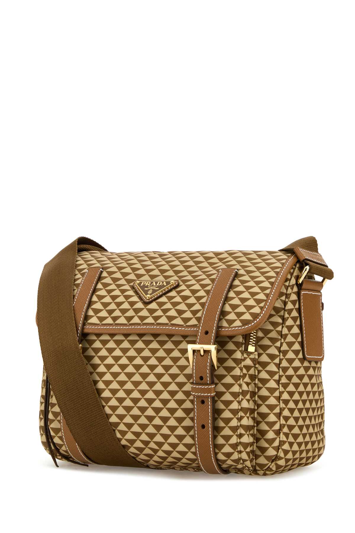 Printed Re-Nylon Crossbody Bag Caramel Poliammidericiclata-vitello Borse A Tracolla
