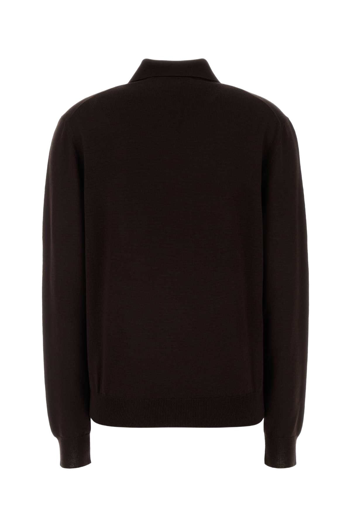 Chocolate Wool Polo Shirt Cacao Exterior: Virgin