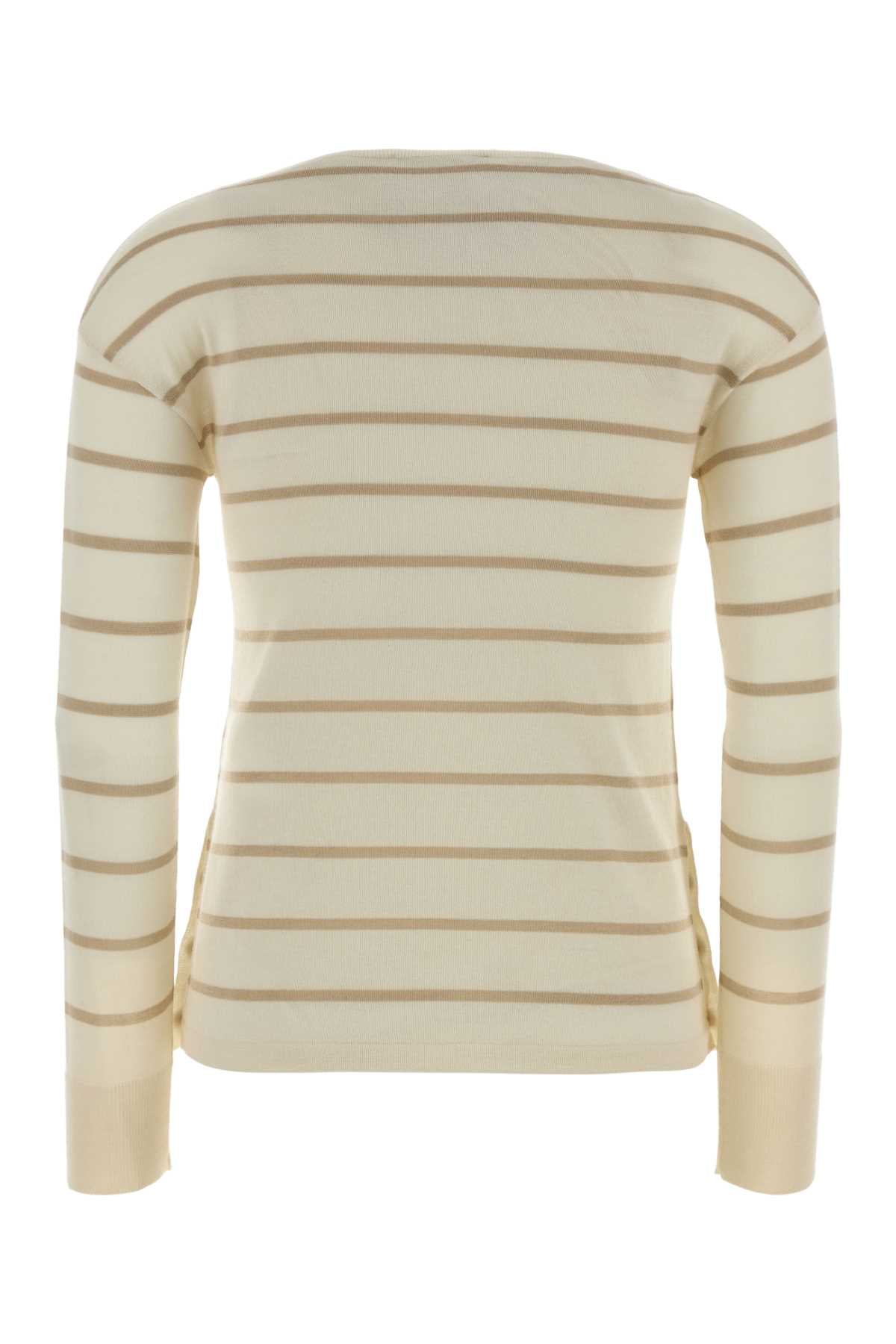 Embroidered Cashmere Blend Tabella Sweater Bianco/papiro Exterior: Silk Maglieria