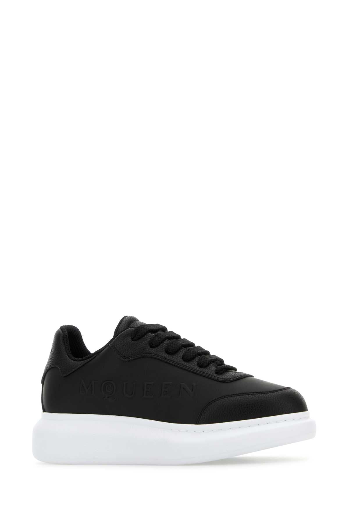 Blackblackblack Leather Upper And Rubber Sole Sneaker
