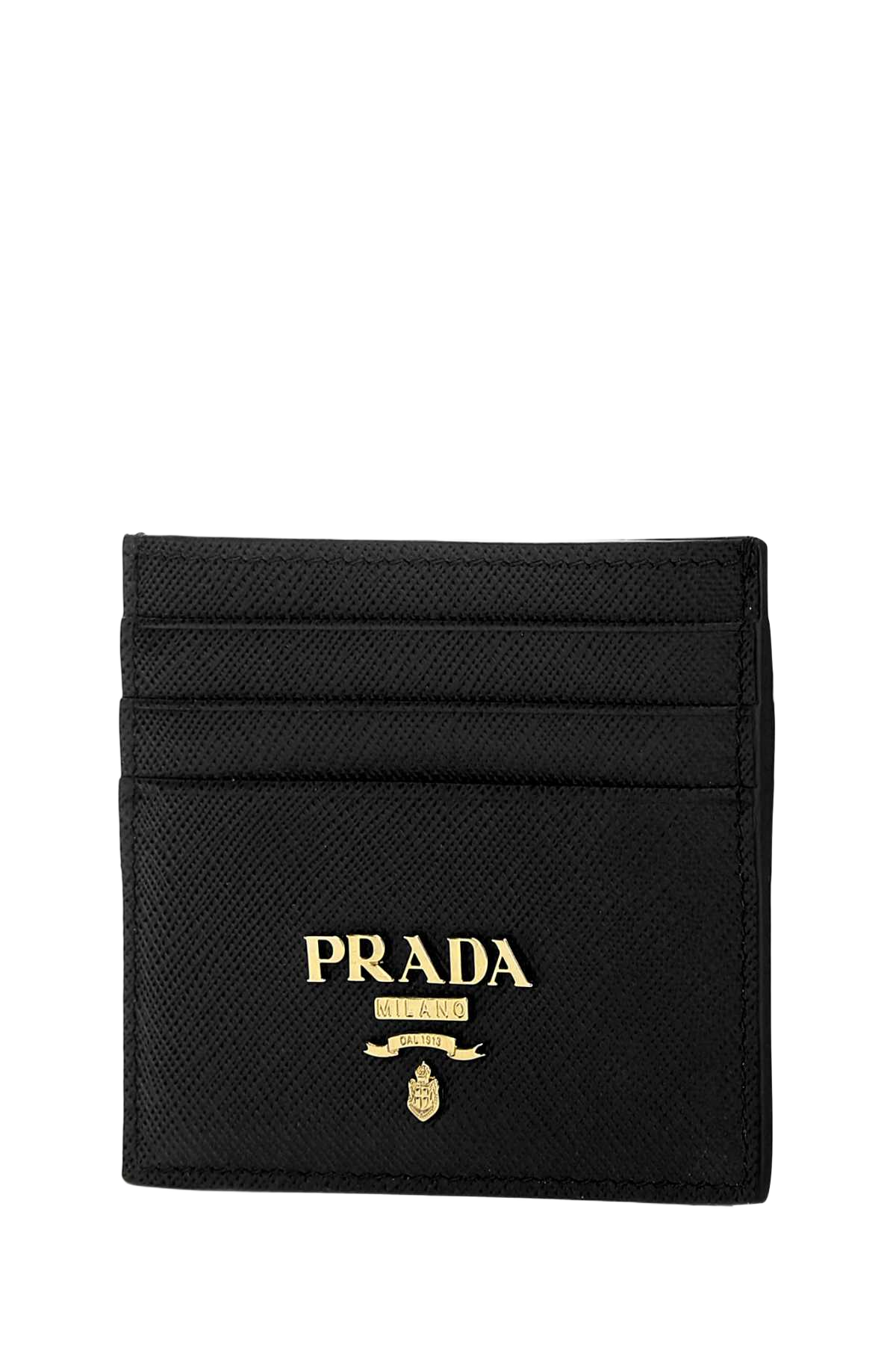 Black Leather Card Holder F0002 Vitello Portafogli