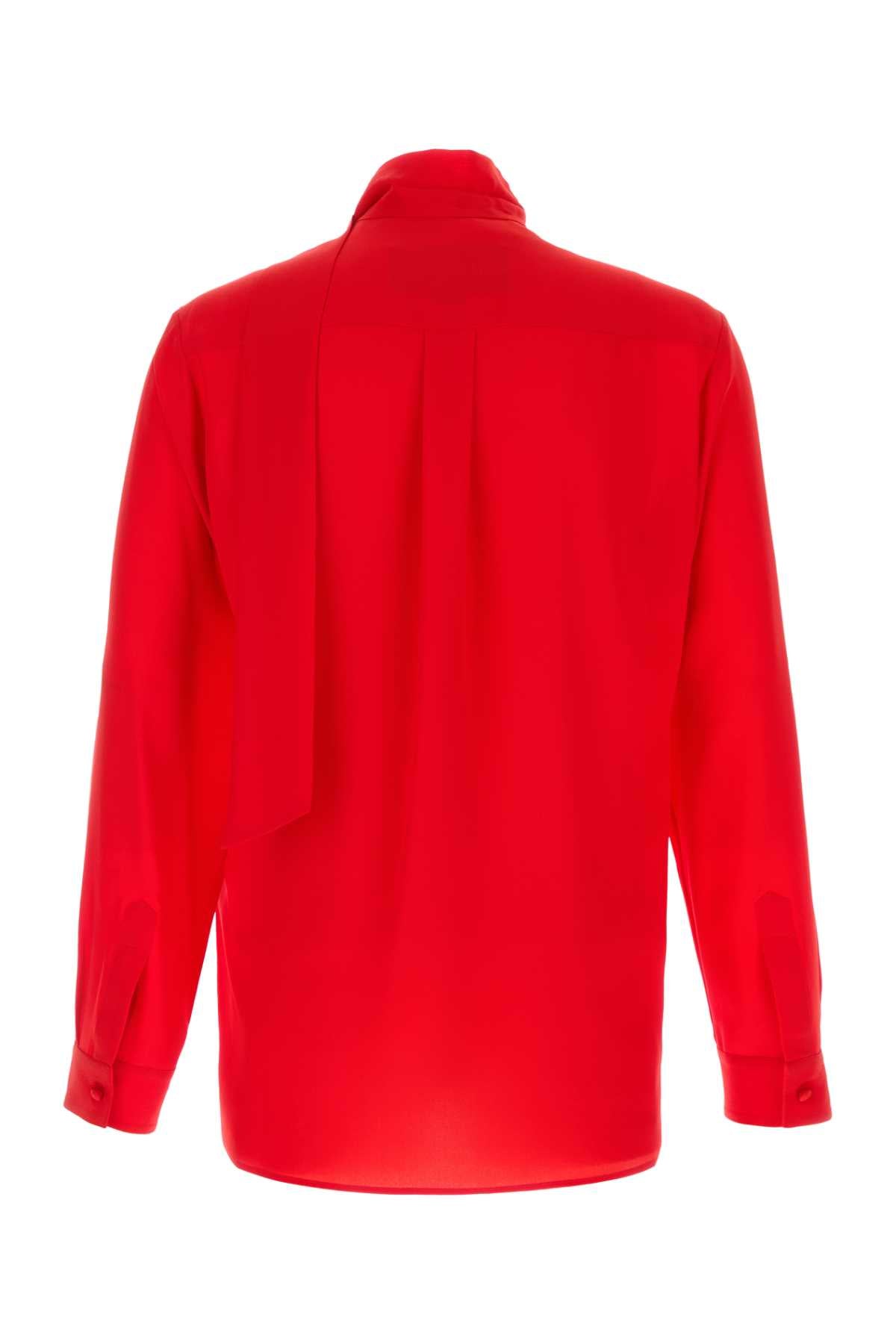 Red Crepe Shirt Flamescarlet Exterior: Silk Camicie