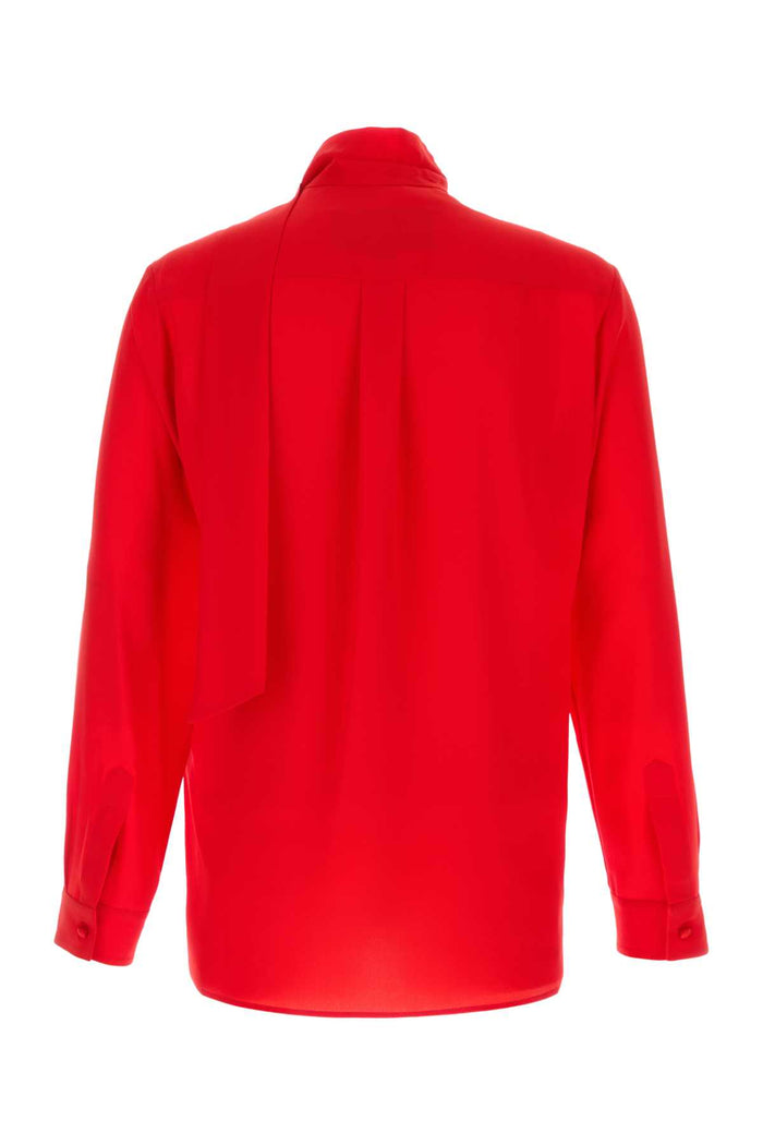 Red Crepe Shirt Flamescarlet Exterior: Silk Camicie