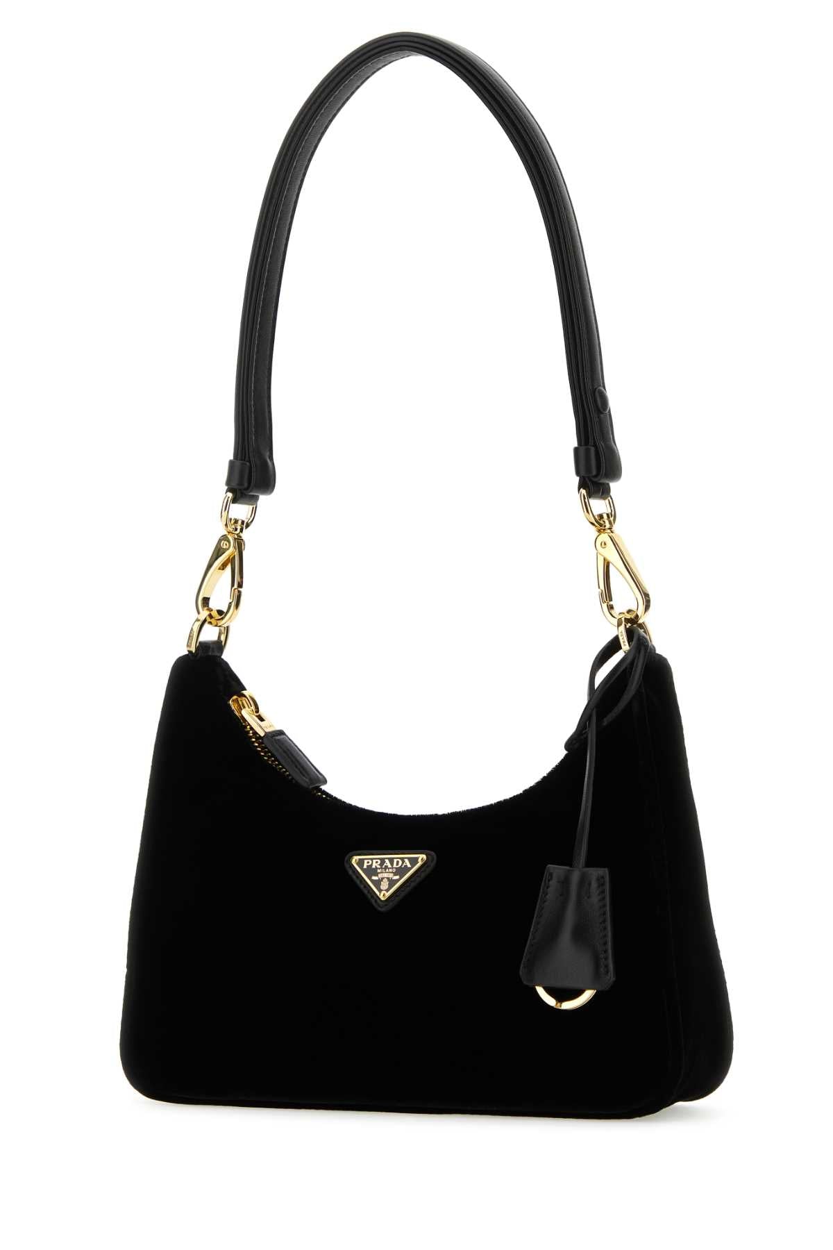 Black Velvet Mini Prada Re-Edition Shoulder Bag Nero Vi-lambleather Borse A Mano