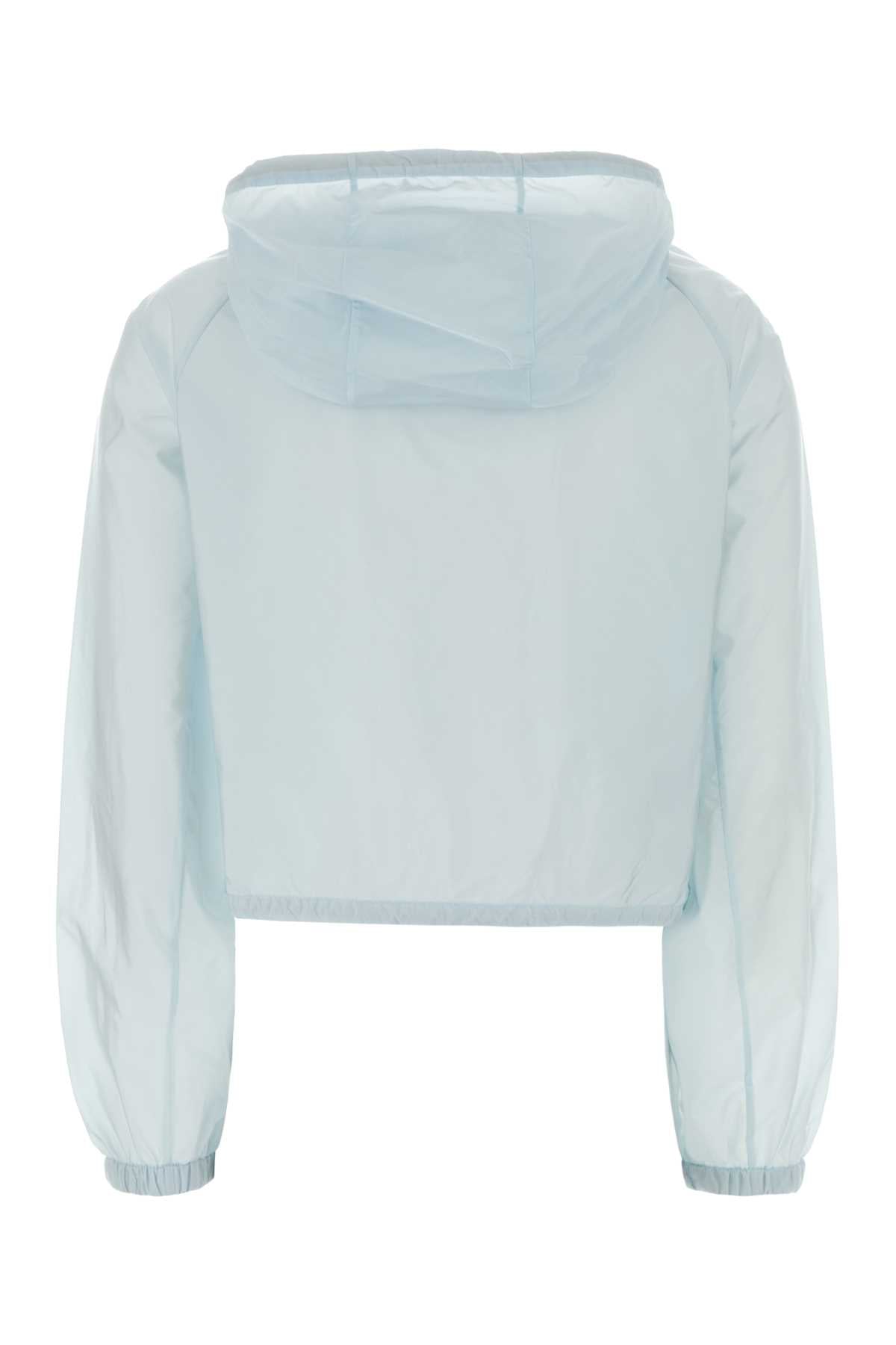 Pastel Light-Blue Re-Nylon Windbreaker Cristallo Exterior: Giubbini