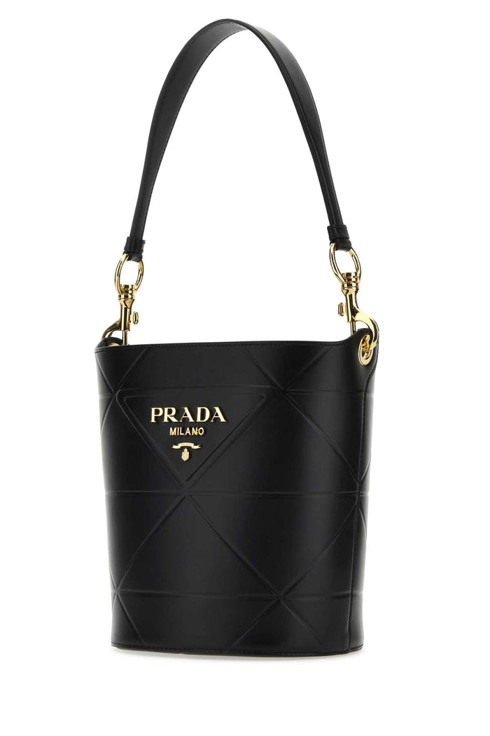Black Leather Bucket Bag Vitello Borse A Secchiello