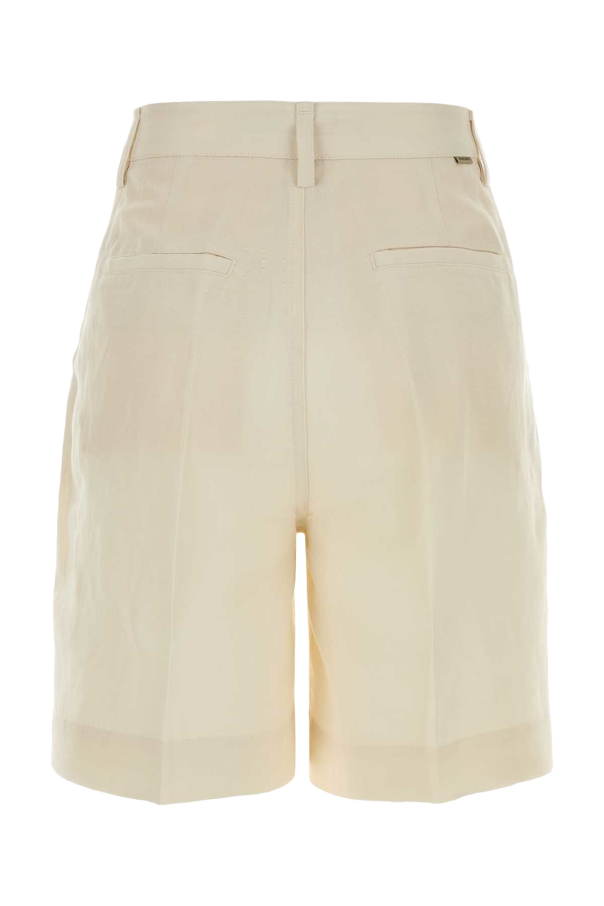 Ivory Lyocell Blend Bermuda Shorts Milkcream Exterior: 26 Linen