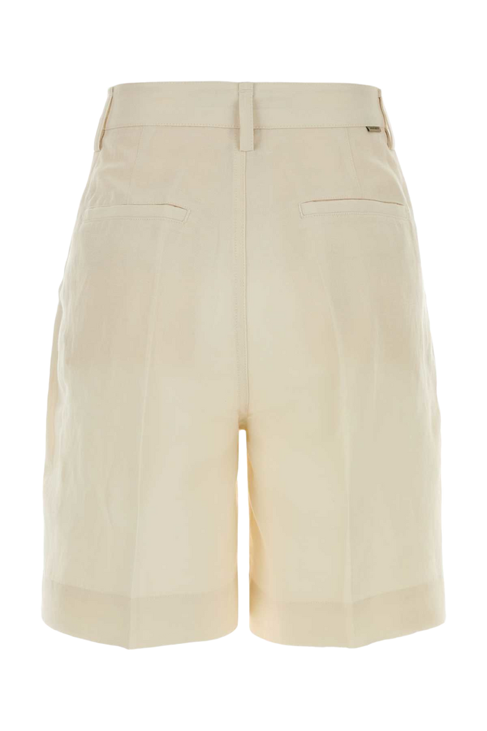 Ivory Lyocell Blend Bermuda Shorts Milkcream Exterior: 26 Linen