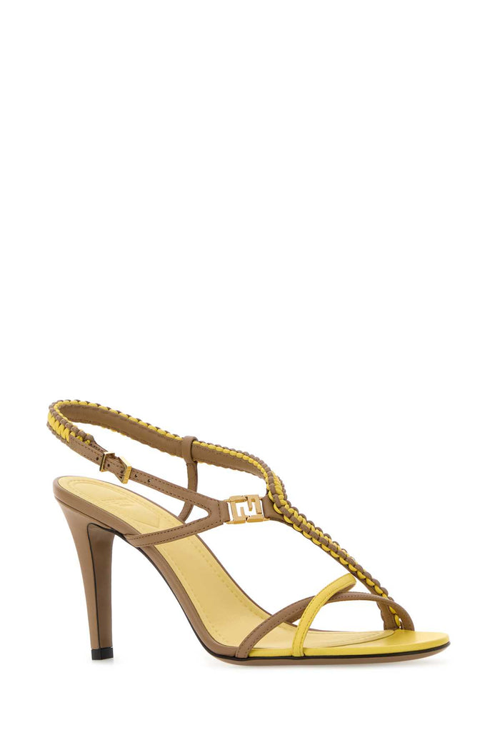 Two-Tone Leather Ffold Sandals Cammello+polline Sandali
