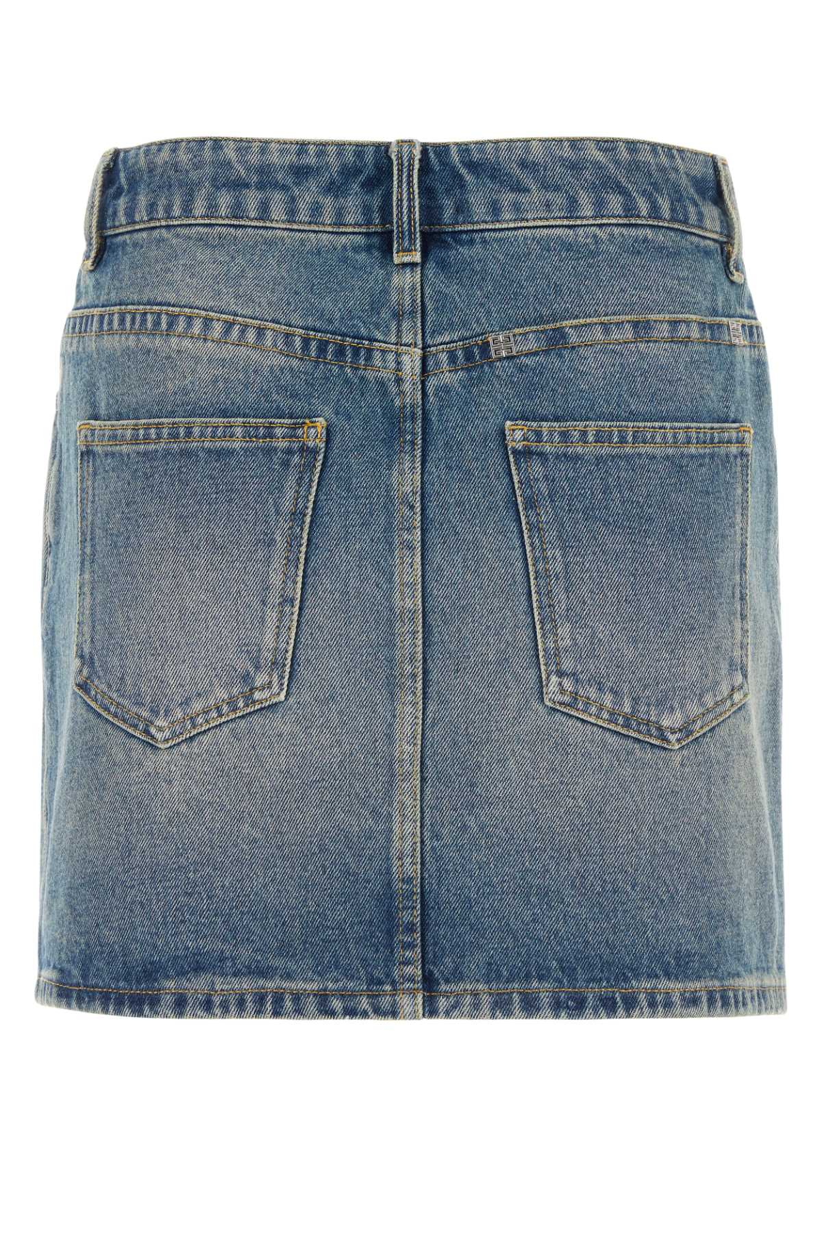 Denim Mini Skirt Mediumblue Exterior: Cotton Gonne