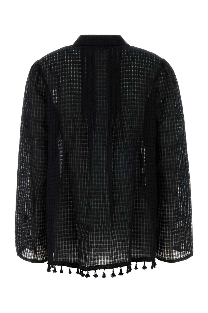 Black Cotton Blend Surrey Shirt Exterior: Linen Maglie