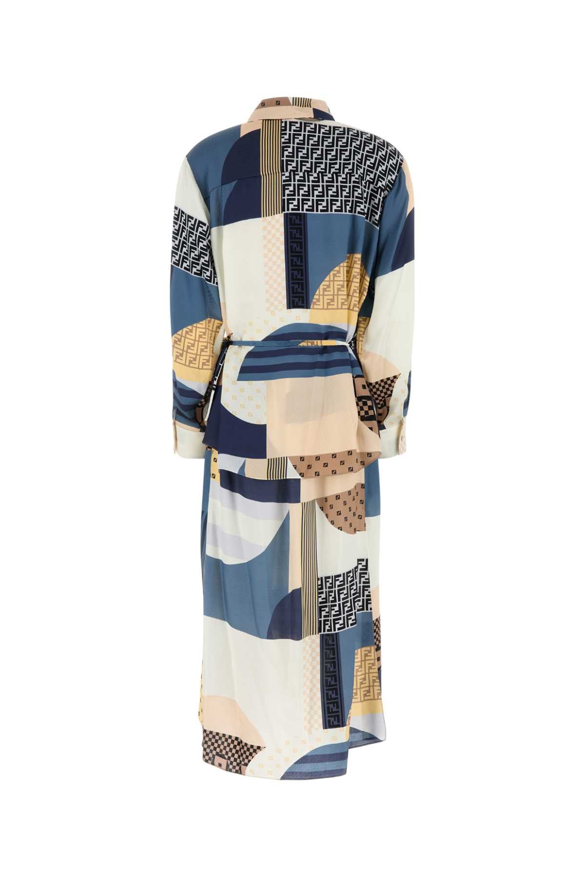 Printed Silk Dress Ocean-25 Exterior: Abiti