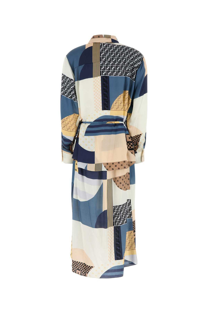 Printed Silk Dress Ocean-25 Exterior: Abiti