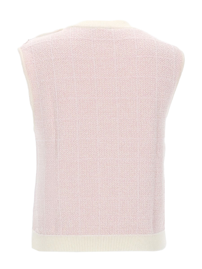 Sleeveless Top With Jewel Buttons Pink Tops