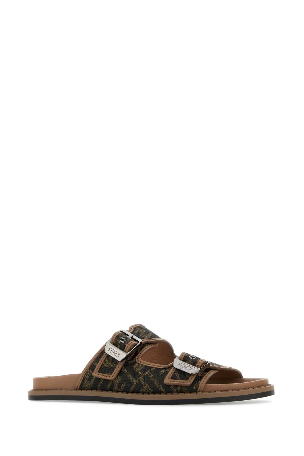 Embroidered Canvas Fendi Feel Slippers Tabacconerosand