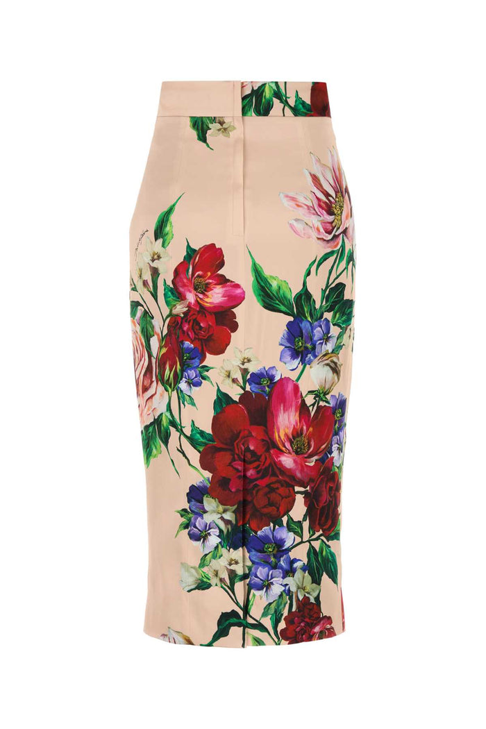 Printed Stretch Satin Skirt Bfioriantichifnud Gonne