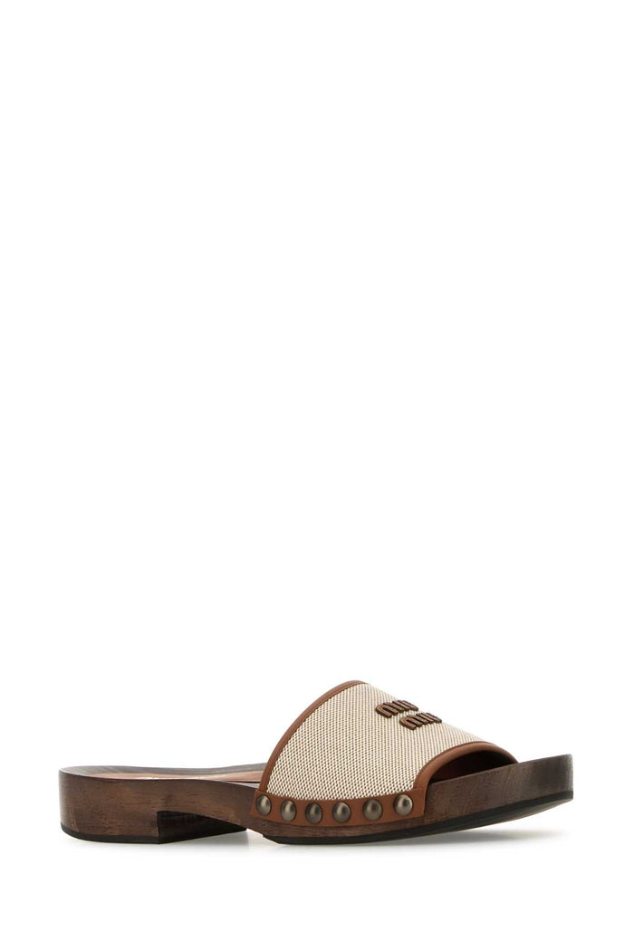 Two-Tone Canvas Clogs Naturalebrandy Co-triplochitonsclero Sandali