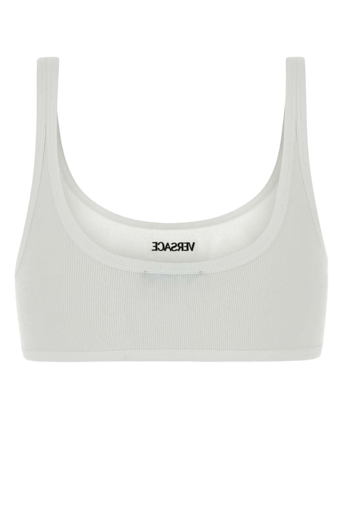 White Stretch Cotton Bra Exterior: Elastane Costumi Da Bagno