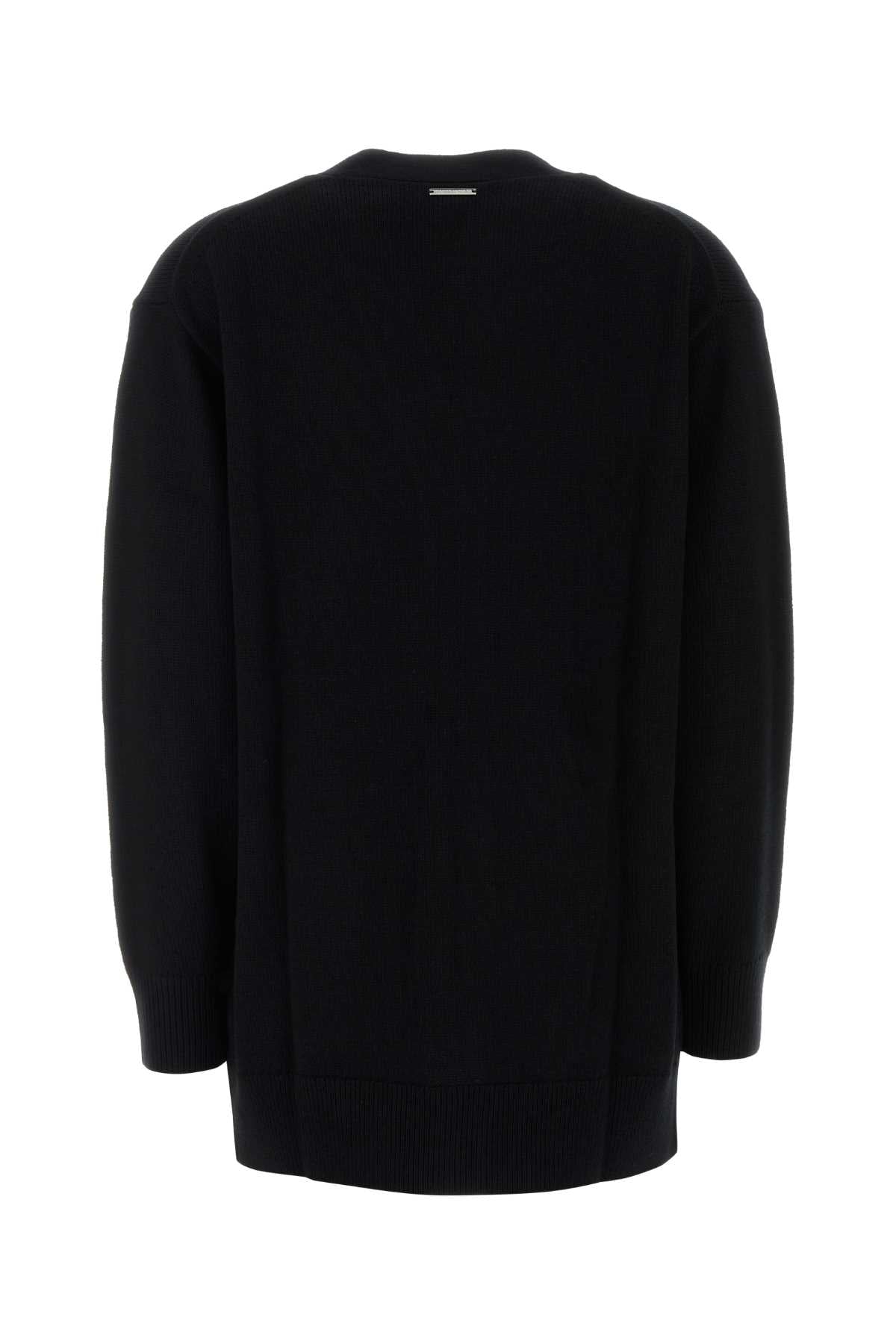 Black Wool Oversize Cardigan Extra Fine Meri No Maglieria