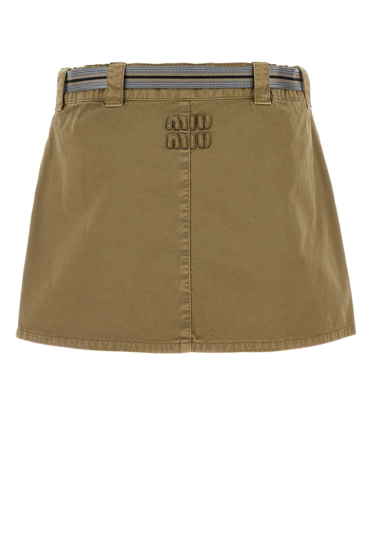 Army Green Cotton Mini Skirt Oliva Exterior: Gonne