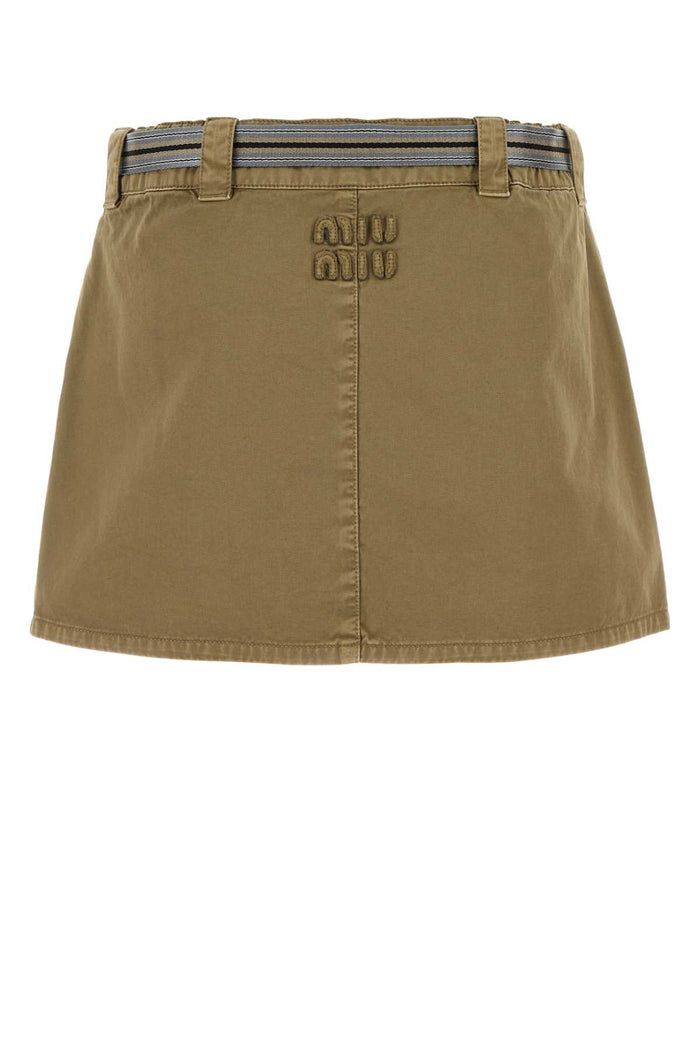 Army Green Cotton Mini Skirt Oliva Exterior: Gonne