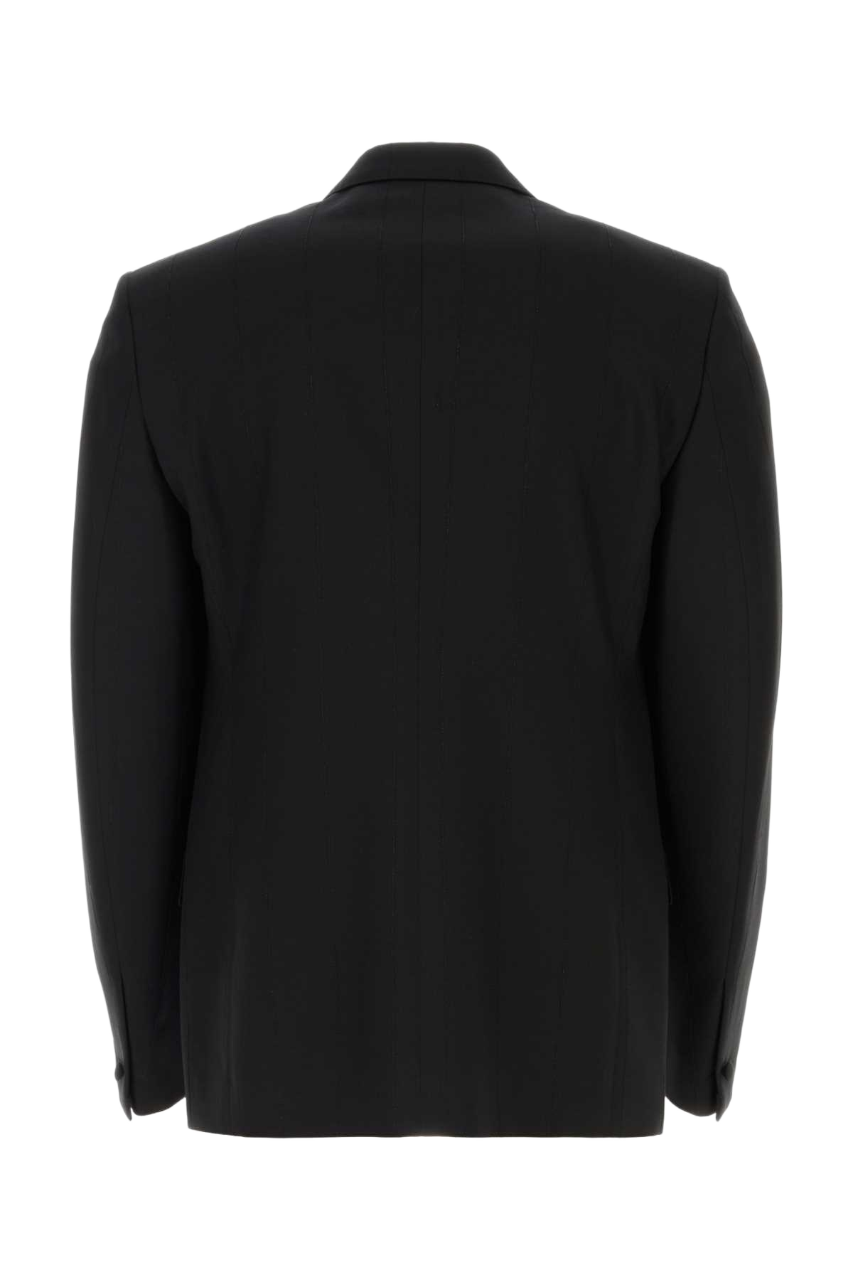 Black Stretch Wool Blend Blazer Giacche E Gilet