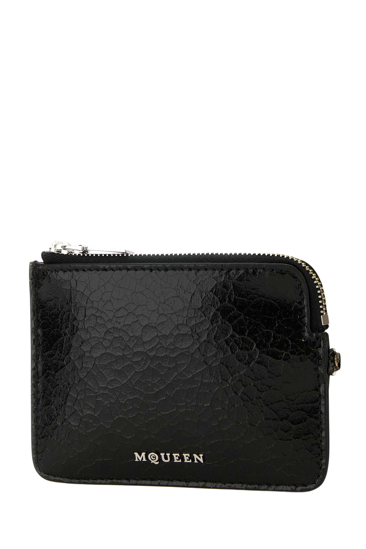 Black Leather Card Holder Blackcaramelsilver Portafogli