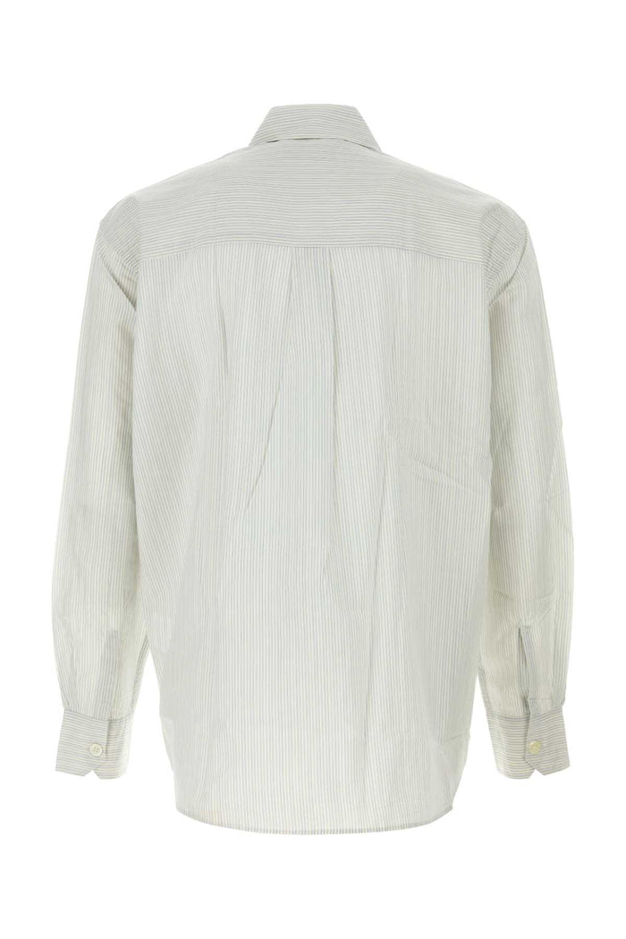 Embroidered Cotton Blend Oversize Shirt Index Stripe Coolthread Cloth Exterior: Cupro Camicie